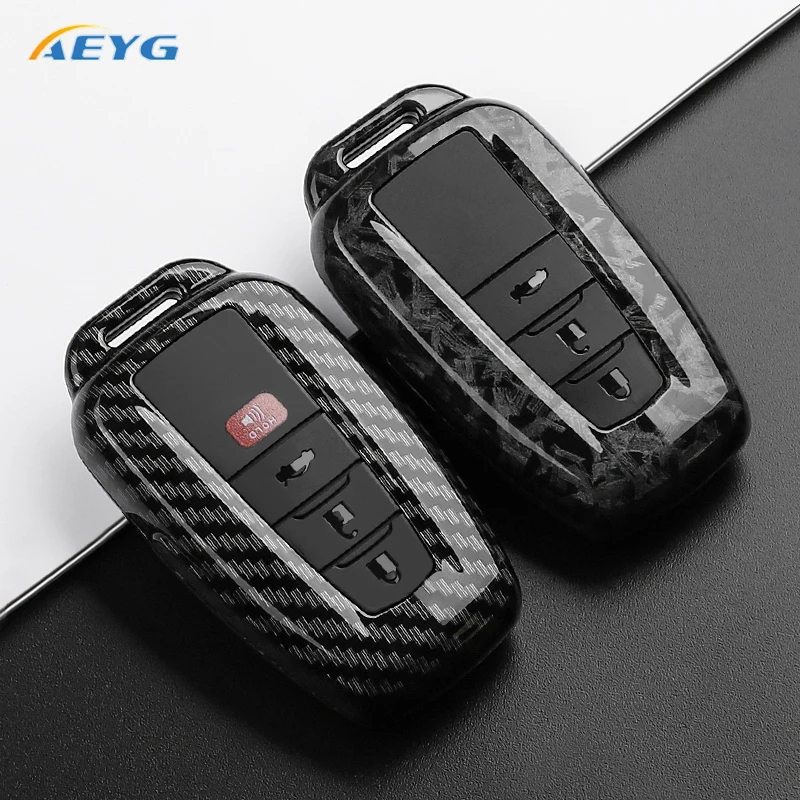 ABS Carbon Fiber Car Key Case Cover Shell Fob For Toyota Prius Camry Corolla C-HR CHR RAV4 Prado 2018 2022 Key Chain Accessories
