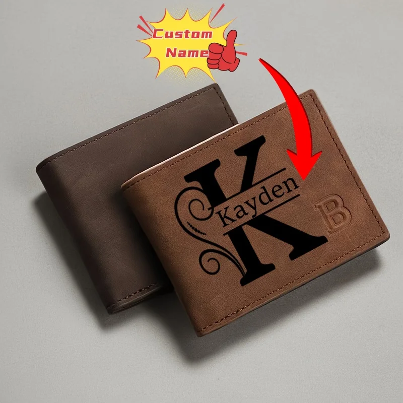Custom Wallet Carved Engraved Letter and Name Ultra Thin Creative Special Faux Leather Coin Purse/Coin Bag With Custom Name