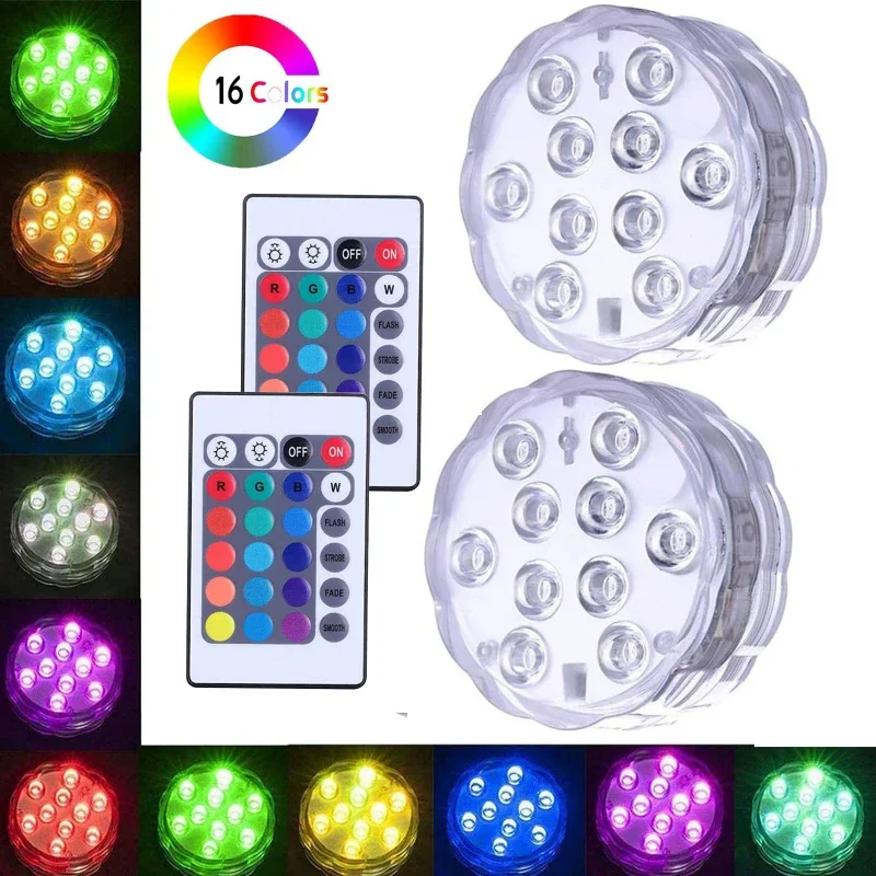 

Remote Control RGB Diving Light Suction Cup Swimming Pool Light Diving Fish Tank Colorful Underwater Light Aquarium Coloredlight