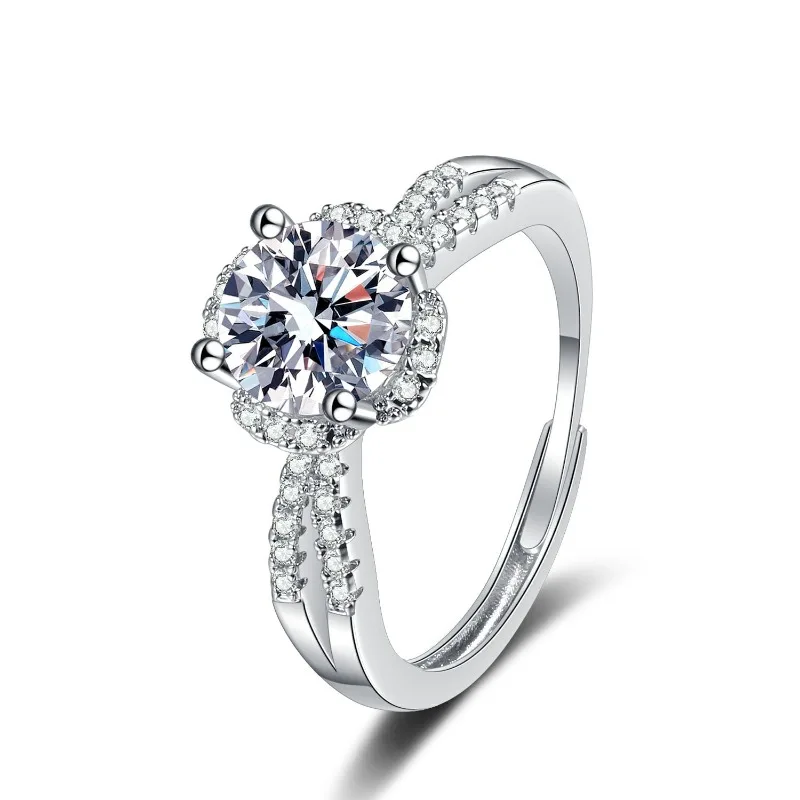 Japonia i Korea Południowa - popularny pierścionek damski z mikro-inkrustacją diamentami, skręcony, z motywem kwiatu śliwy, prosty i uroczy.