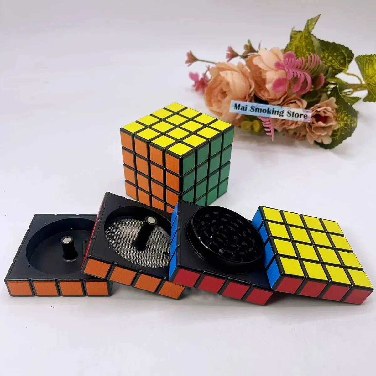 2.2inch Cube Herb Grinder 4-layer Manual Spice Mill Pepper Salt Mortar Grass  Tobacco Grinder Cigarette Smoking Accessories