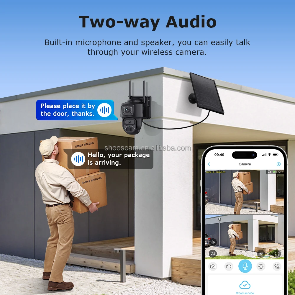 كاميرا ShooCam 6MP خارجية 4G PTZ اتجاهين الصوت Shoocam كامل اللون كاميرا تعمل بالطاقة الشمسية في الهواء الطلق للرؤية الليلية كاميرا تلفزيونات الدوائر المغلقة تعمل بالطاقة الشمسية #6