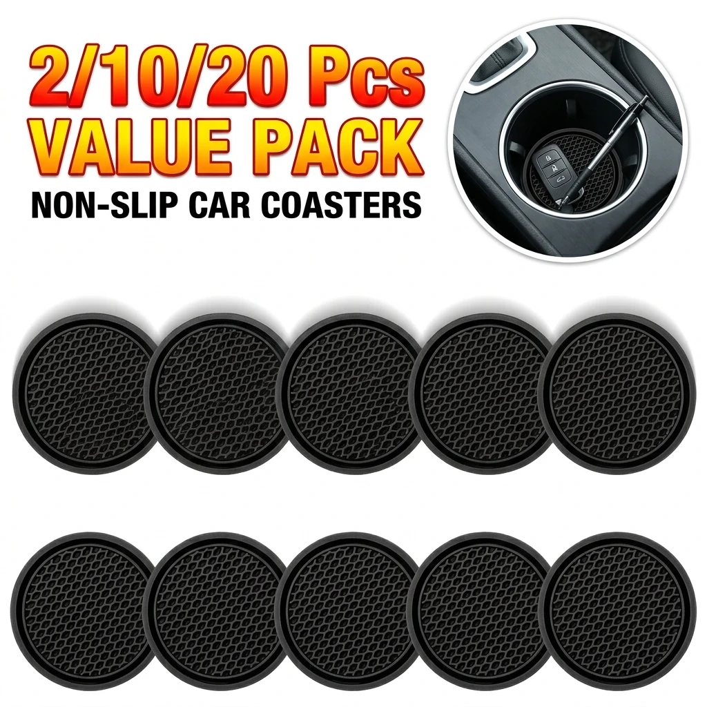 2/10/20Pcs Black Car Auto Cup Holder Anti Slip Insert Coasters Pads Interior Accessories Universal Fits Perfectly For Most Cups