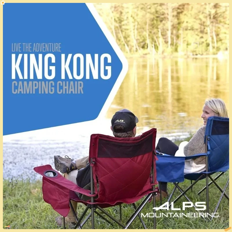 Silla de camping King Kong para adultos, silla plegable compacta y resistente para exteriores con portavasos y bolsillo de malla