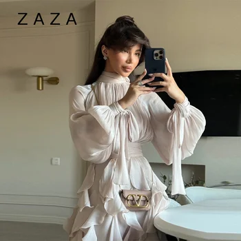 चमकदार रफल्स हेम मैक्सी ड्रेस ए लाइन लंबी आस्तीन स्लिम फिट पार्टी लॉन्ग रोब्स लेस अप लक्ज़री क्लब वेस्टिडोस 2025 लेडी समर गाउन 10 best sales महिलाओं के औपचारिक कपड़े - №1