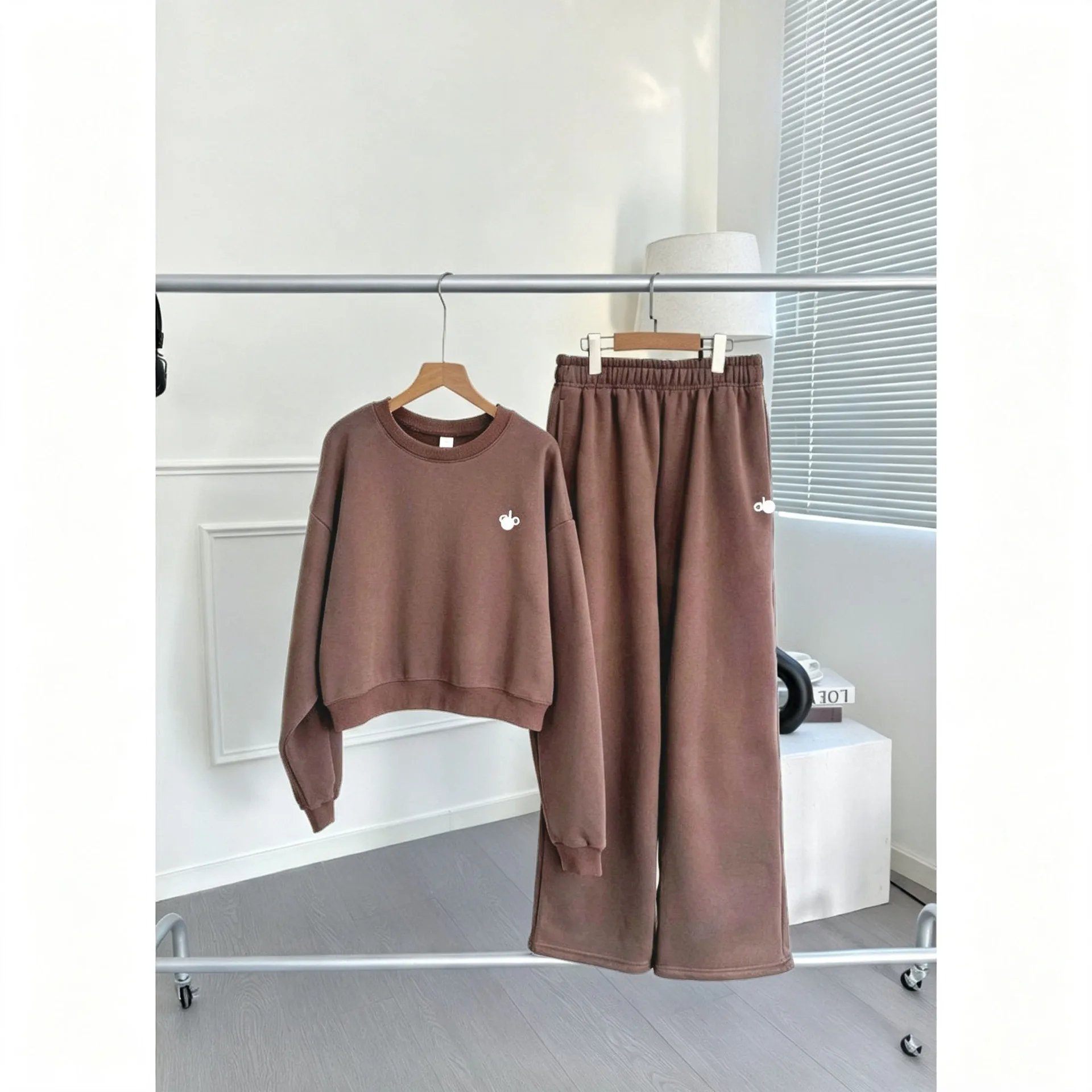 High Quality Long Sleeve Sweatshirt And Pants Set Casual Women's Hot Stamp 3D Silicone Letter a Wide Leg Pants Leisure Sports...