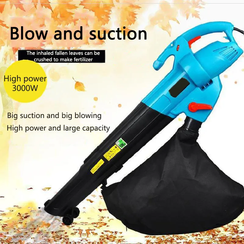 Leaf Blower 3000W Plug-in Handheld Vacuum Blower Outdoor Gardening Tool High Power Leaf Shredder 220v LK