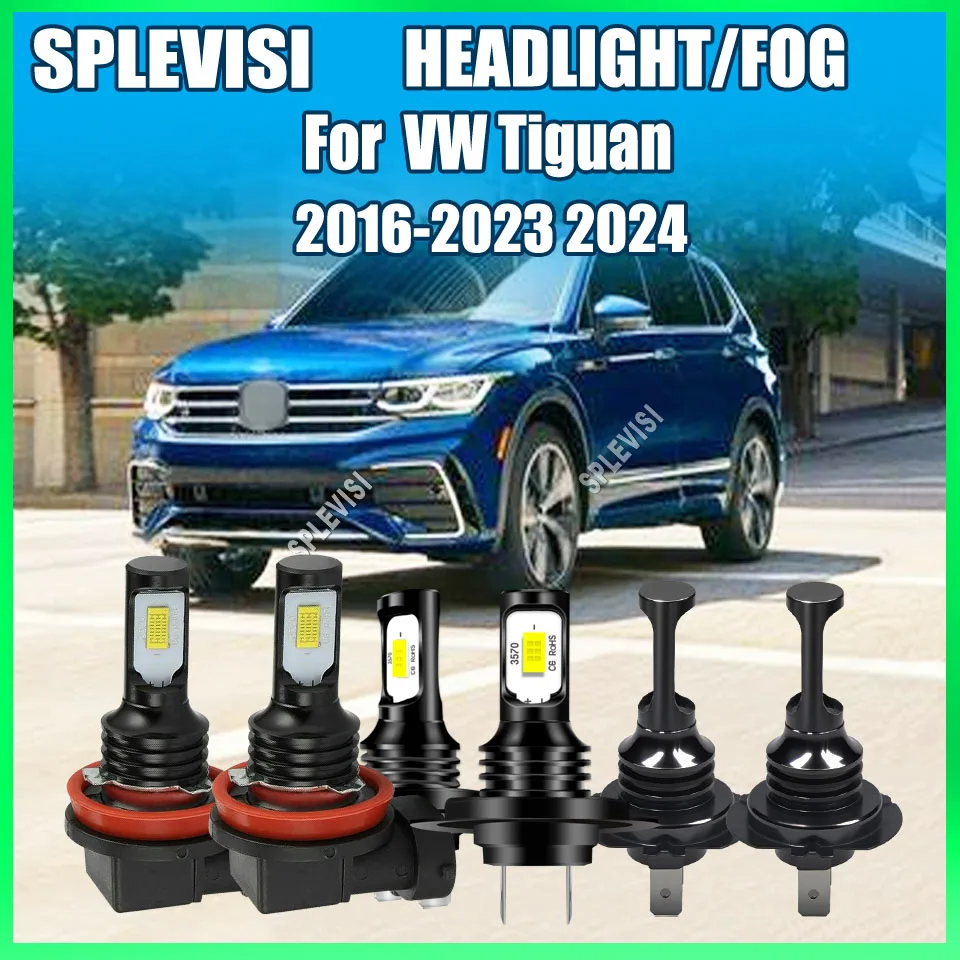 

12v 24v 6000K Car Headlamps High Low Fog Lamp Easy to Plug and Play For VW Tiguan 2016 2017 2018 2019 2020 2021 2022 2023 2024