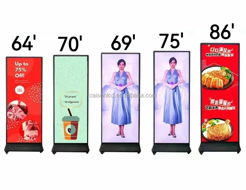 64/69/79 inch  cut screen Narrow edge  Stretched bar Lcd Advertising Display Floor Standing Touch Screen Digital Signage