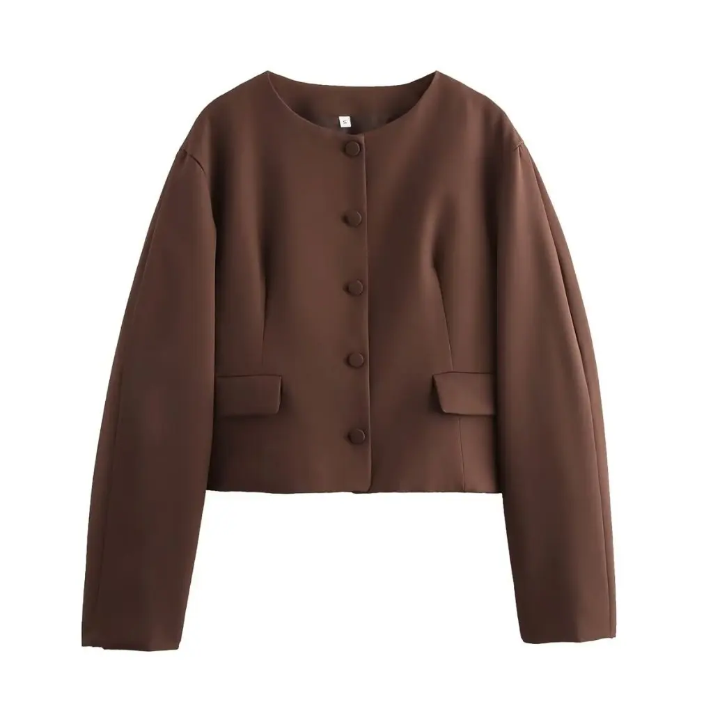 

Autumn Balloon Crewneck Short Jacket And Mini Half Skirt Two-Piece Suit Women's Fashion Set B88784