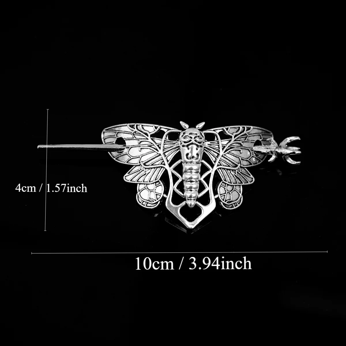 1set Silver Moth Butterfly Hairstick Hairpin For Women