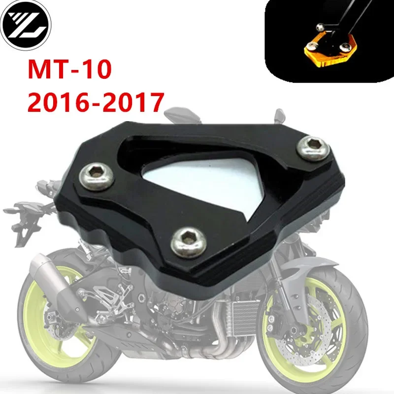 Soporte CNC para motocicleta, extensión de caballete lateral, placa de soporte para Yamaha MT-10 MT 10 MT10 FZ-10 FZ10 R1M R1 M 2015-2023