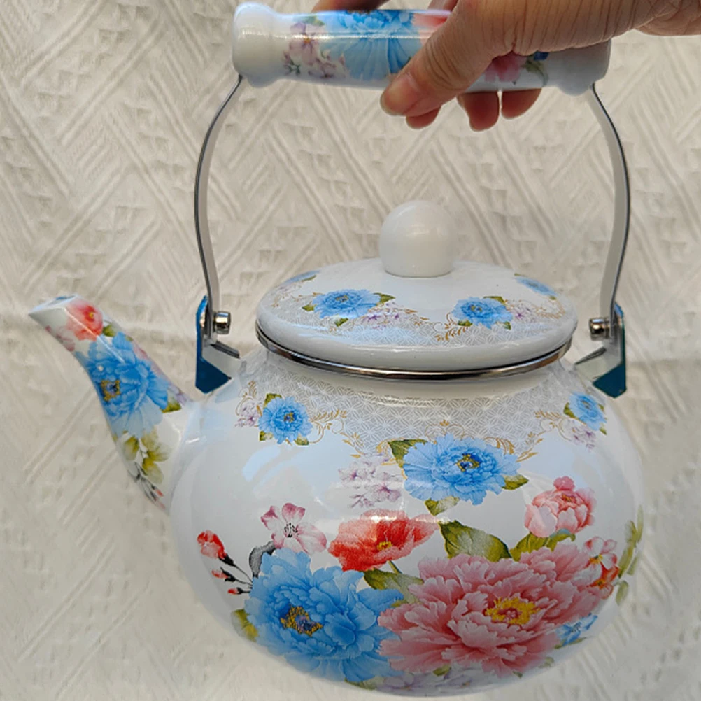 

Vintage Thickened Enamel Kettle Versatile Stove Top Water Kettle for Camping and Office Use Aesthetic Home Accessory