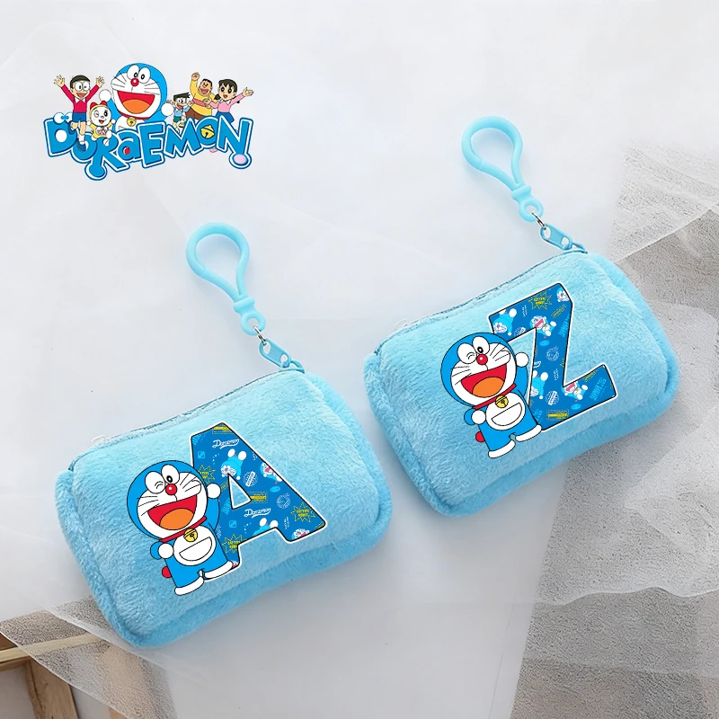 

Doraemon Boy Girl Wallet Kawaii Coin Purse Anime A-Z Letter Print Key Earphones Storage Pouch Soft Cartoon Mini Zero Wallet Gift