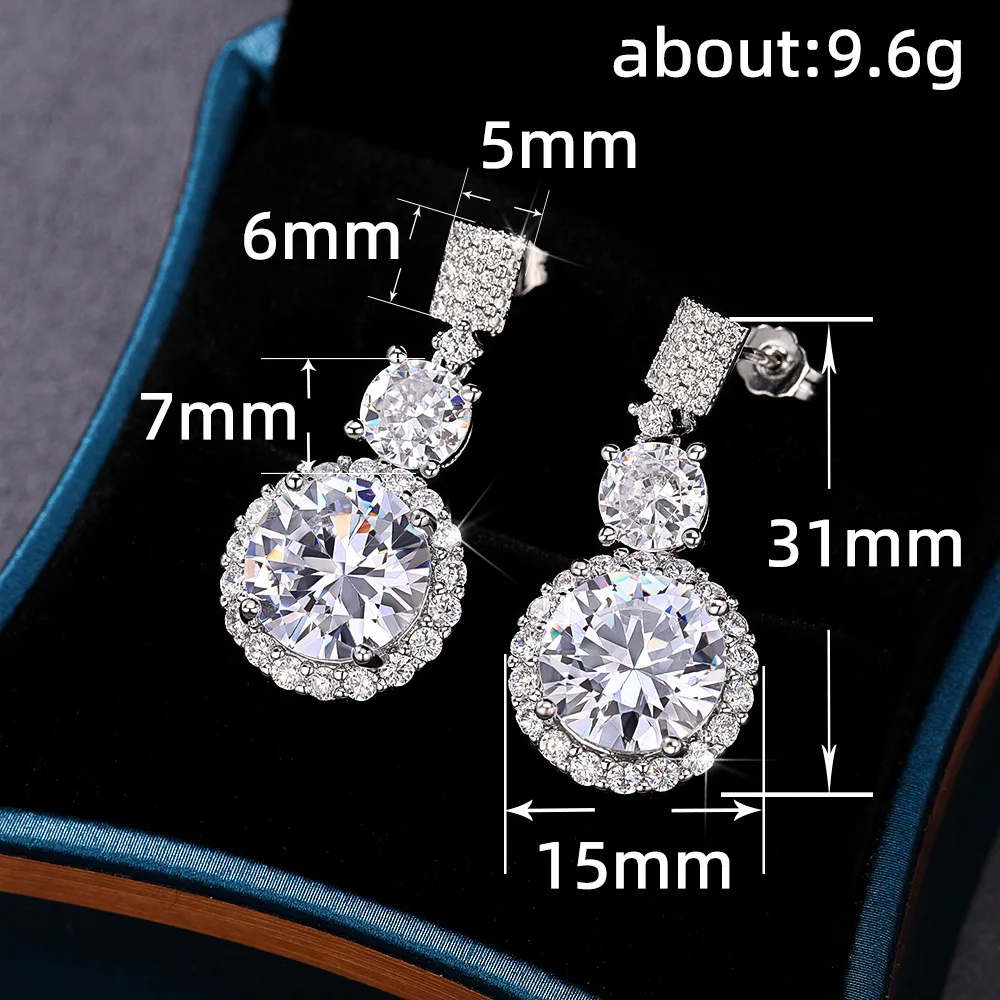 Pendientes colgantes de Plata de Ley 925 para mujer, joyería de promesa nupcial, regalo de boda, fiesta de diamantes de laboratorio