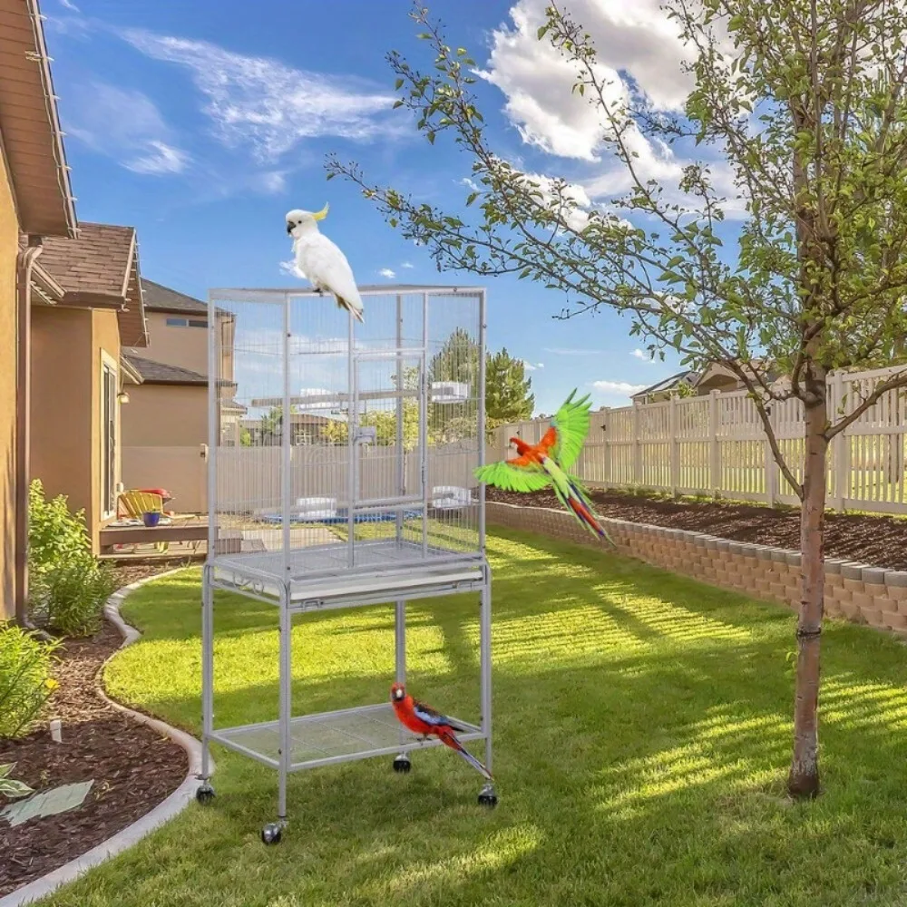 

53 Bird Parrot Cage Chinchilla Cockatiel Large Cockatiel W/ Wheels & Stand