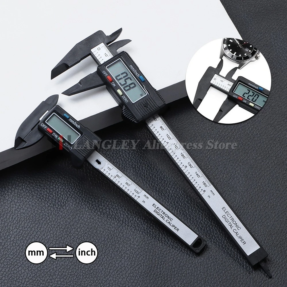 150mm 100mm Electronic Digital Caliper Carbon Fiber Dial Vernier Caliper Gauge Micrometer Measuring Tool Watch Accessories