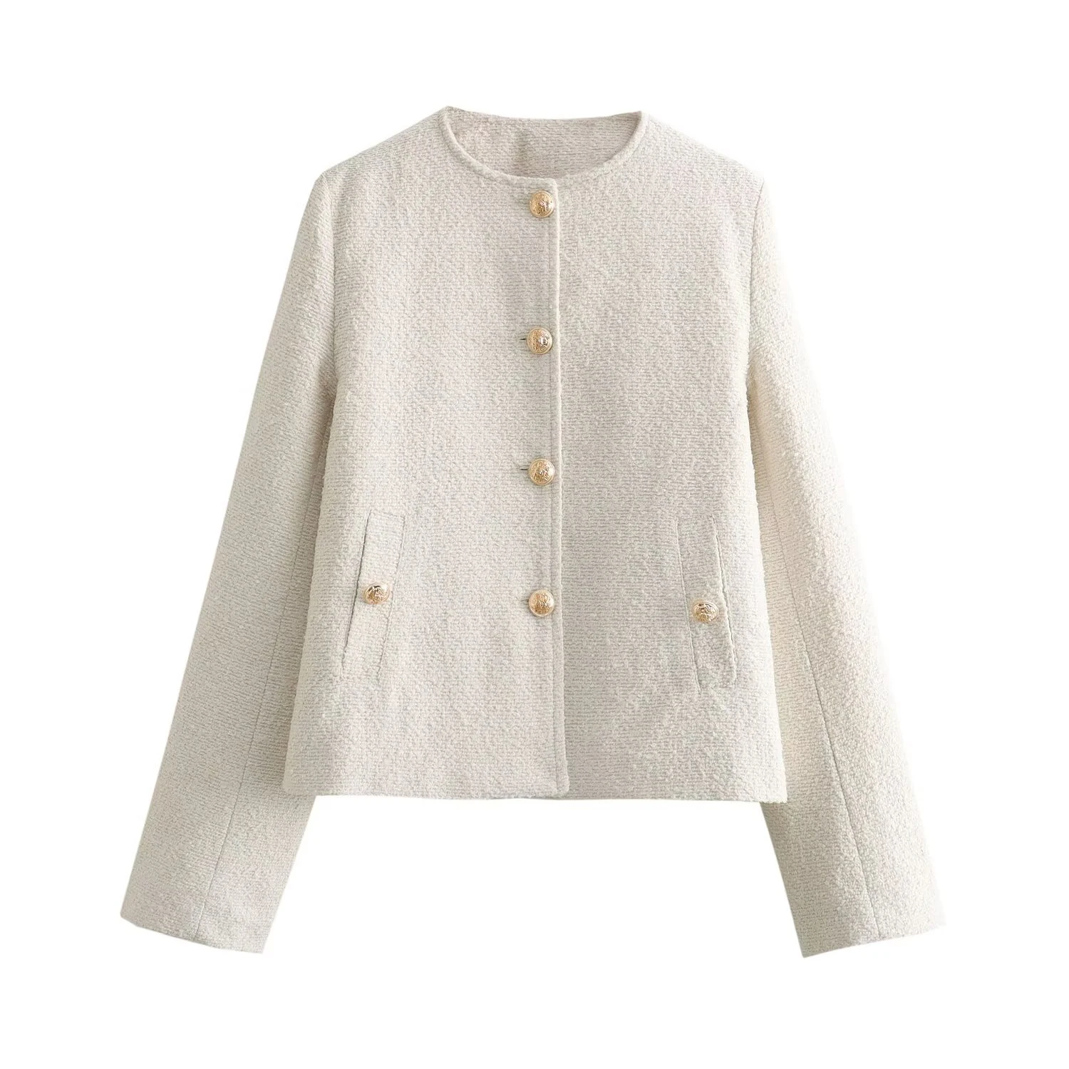 European and American style autumn and winter new women's clothing design sense versatile commuting texture short jacket