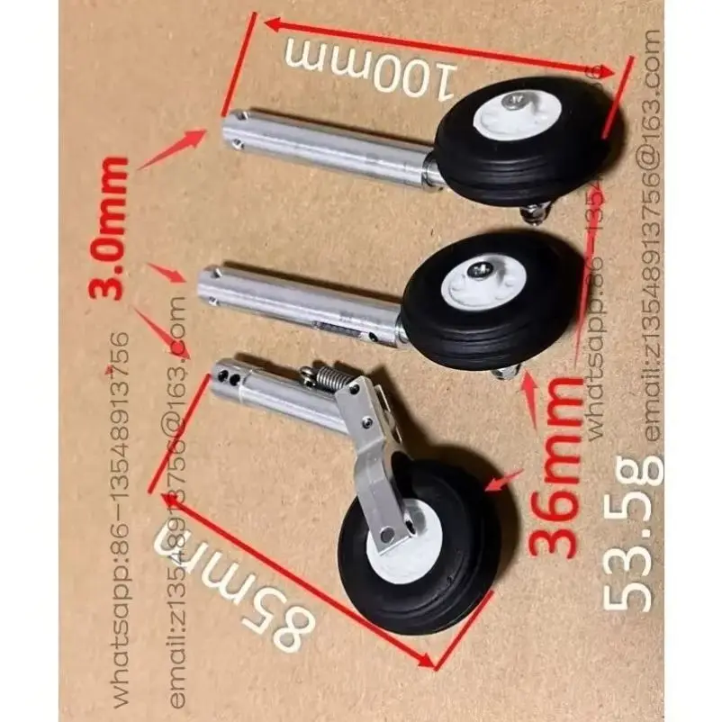 Lightweight Aluminum Alloy Anti-Vibration Landing Gears D3/4 for Retractable  RC Airplane Models Parts36mm PU Wheels H:100mm