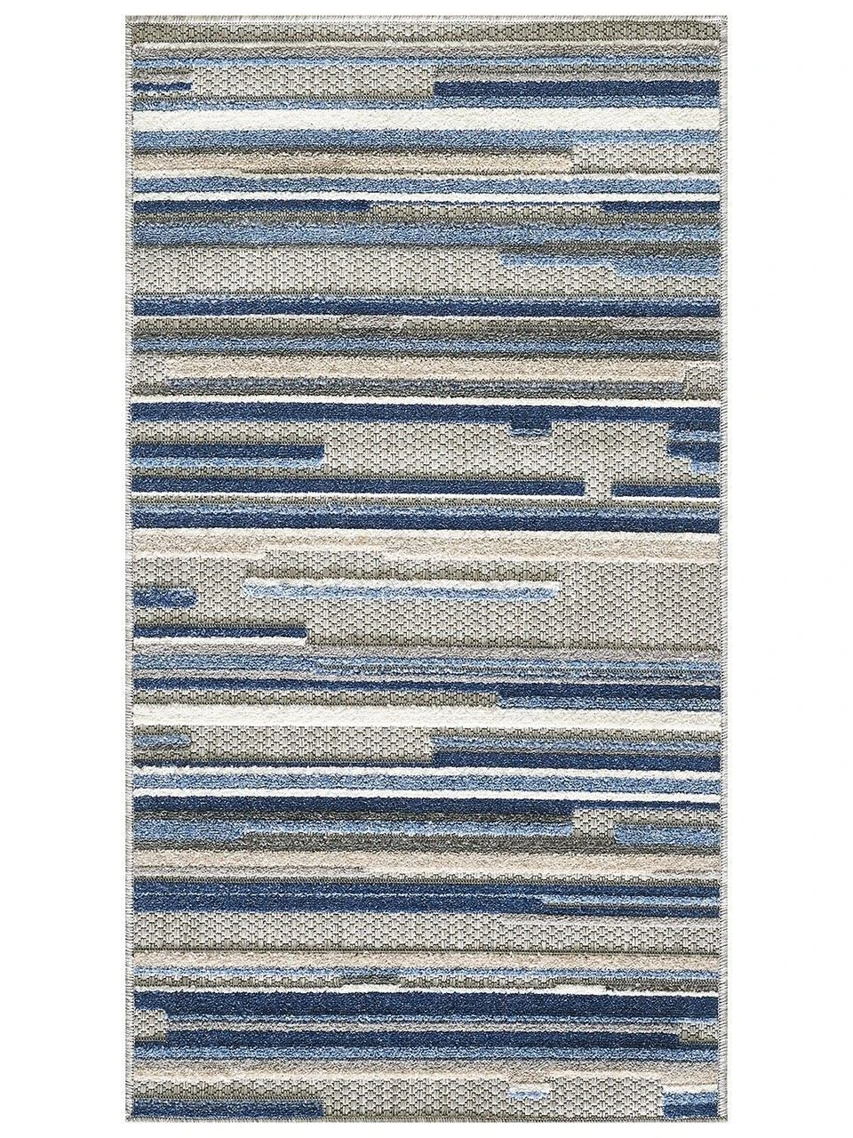 Durable Blue Abstract Striped Indoor Outdoor Area Rug Carpets for Living Room