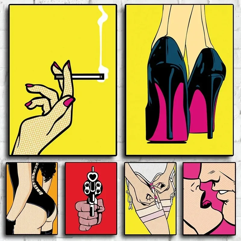 Fashion Sexy Lingerie Ladies Shoes Socks Home Room Decor Bar Cafe Minimalist Canvas Painting for Living Room Modern Home Decor