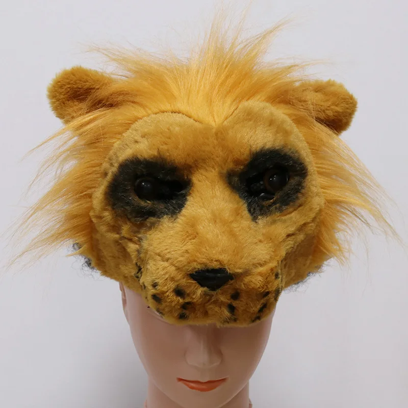 Hyena Half Face Mask Halloween Cosplay Prop Plush Animal Headwear