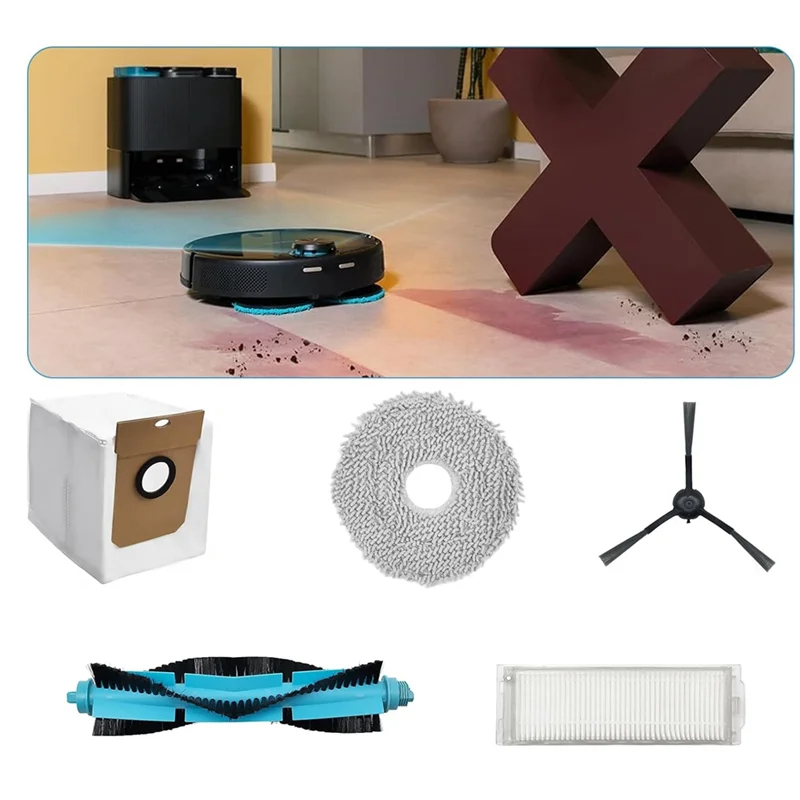 

TFORU-For Cecotec Conga 11090 Vacuum Cleaner Robot Replacement Part Main Side Brush Hepa Filter Mop Cloth Dust Bags