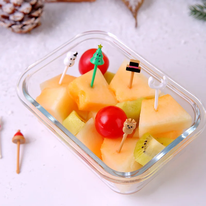 Christmas Fruit Fork Food Pick Sliced Fruit Fork Animal Plastic Toothpick Stick Bento Accessories Children's Food Selection