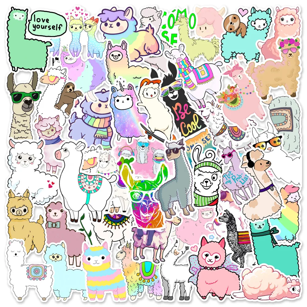 50 Pcs /pack Alpaca Stickers Suitcase Mobile Phone Car Households Decoration stickers