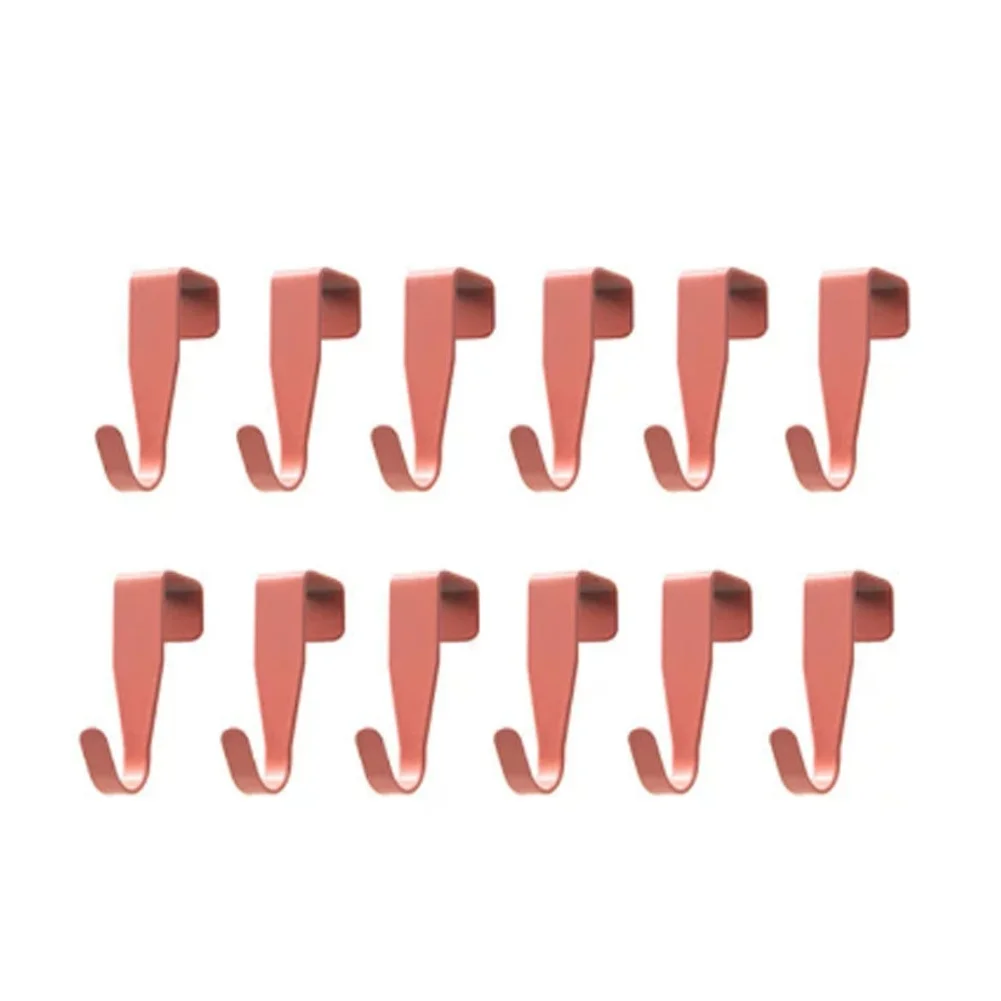 Set of 12 Carbon Steel Back-Hanging Hooks for Small Tool Management on Doors with Minimalist Functional Design