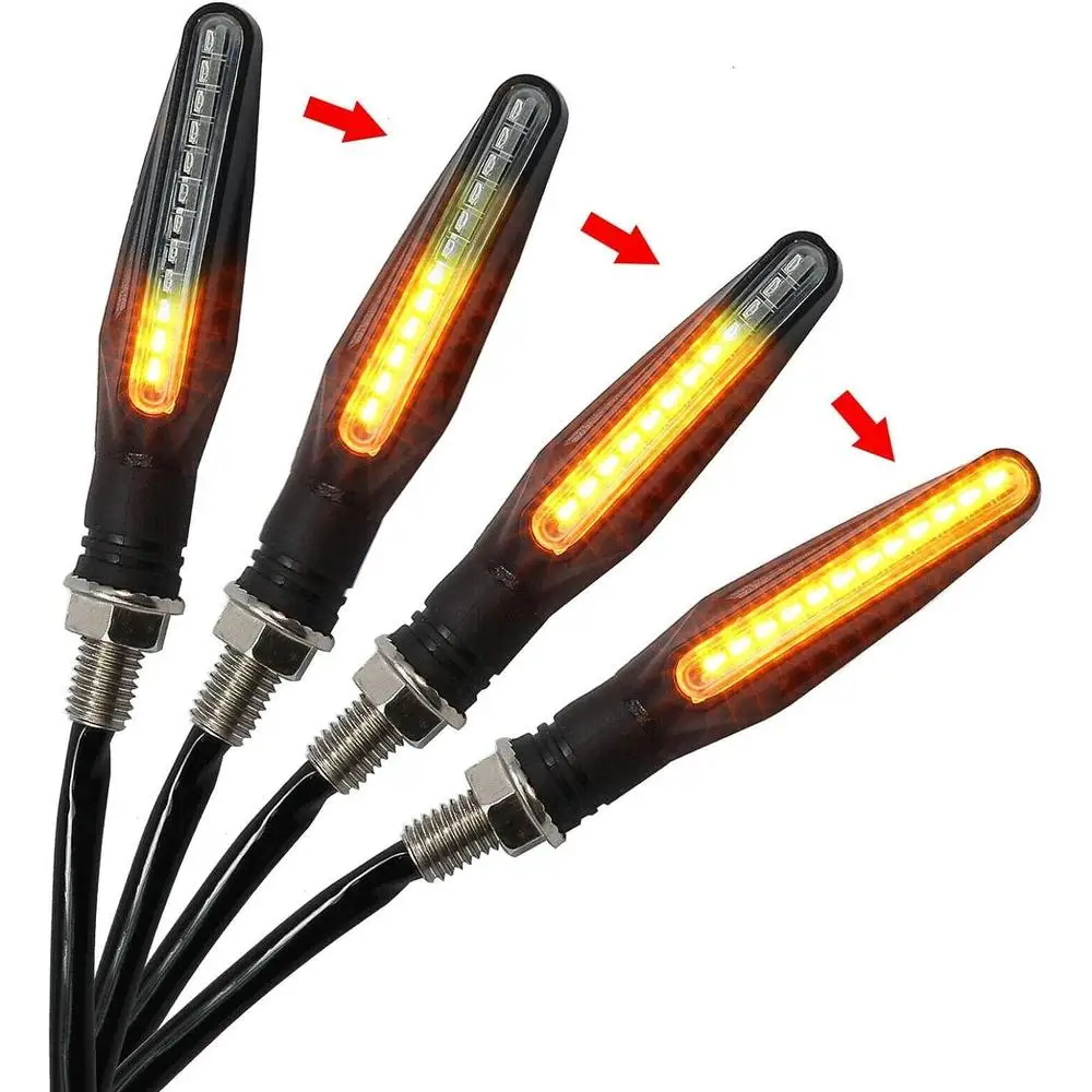 

4Pcs LED Motorcycle Turn Signal Light Amber Flasher Flowing Water Indicator Lamp Motorbike Signal Light Accessories
