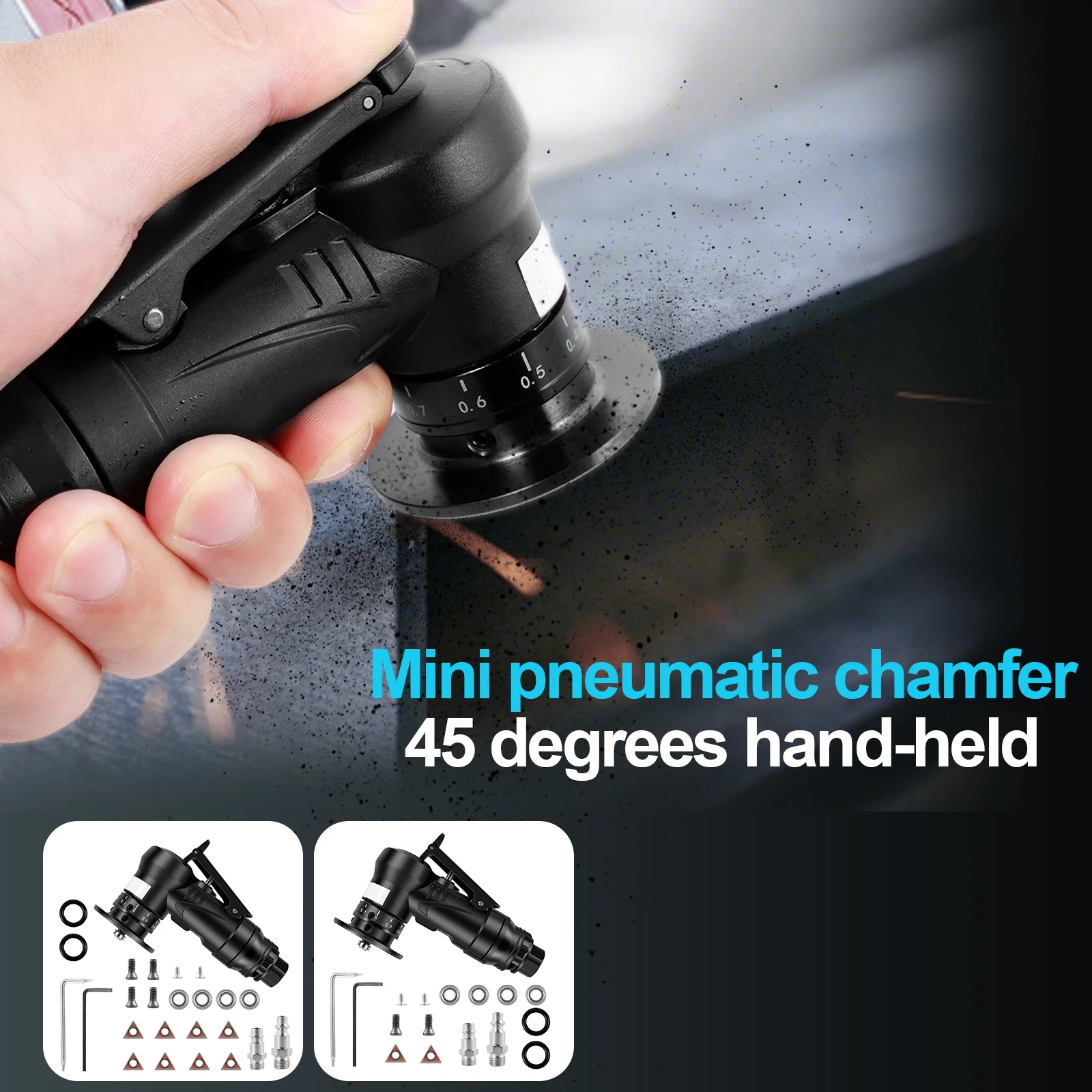 Mini Pneumatic Chamfering Machine 30000 RPM Handheld Air Beveling Machine with 1/4 Inch Air Inlet Portable 45° Mini Chamfering