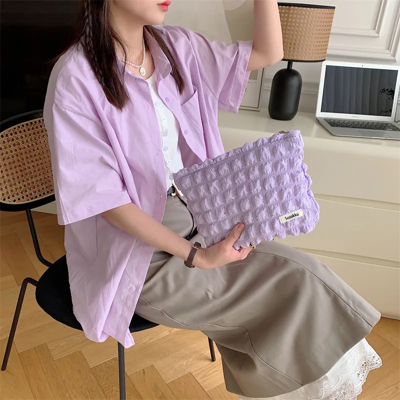 Bubble Cloud Large Capacity Canvas Cosmetic Bag Portable Travel Wash Makeup Storage Pouch