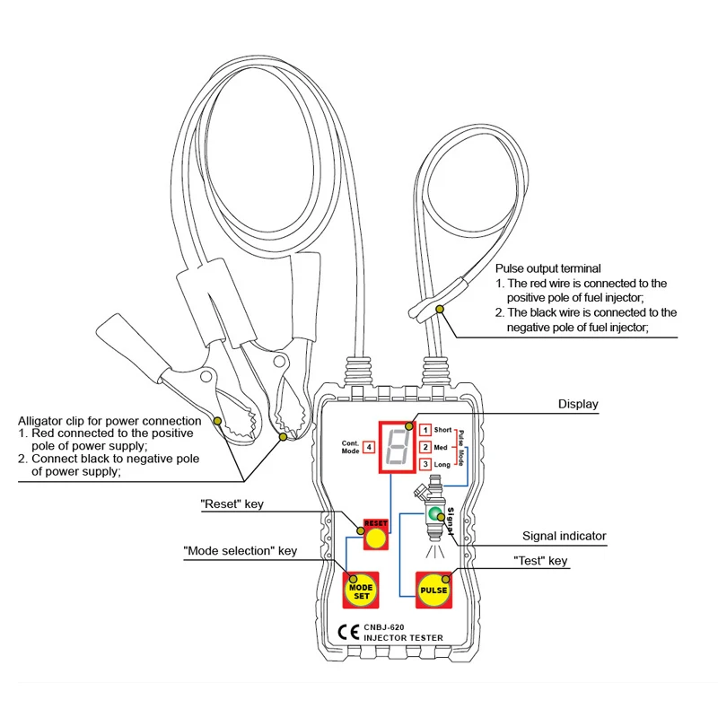 الرقمية QA1105 12 فولت السيارات مضخة حقن ضغط الوقود حاقن تستر أداة تشخيص السيارة #5