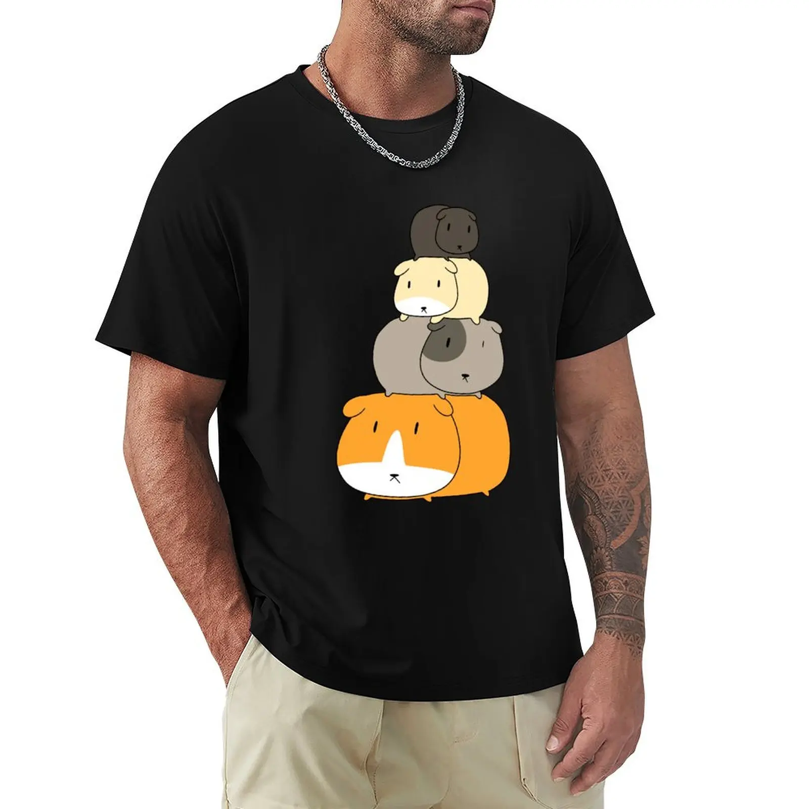 Guinea Pig Stack T-Shirt Urban Casual Loose Fit Tee
