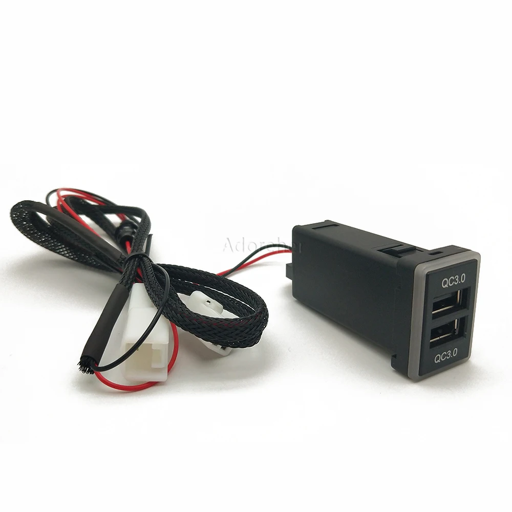 12v qc3.0 porta usb do carro carregador rápido para toyota camry land cruiser 200 rav4 corolla smartphone adaptador de carregamento rápido