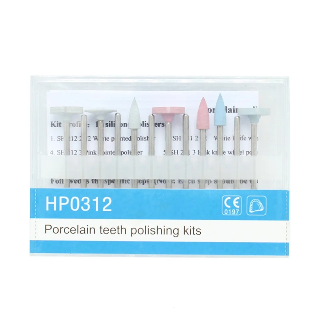 

12Pcs/Box HP0312 Dental Porcelain Teeth Polishing Kits Dental Composite Resin Set Silicone Disposable Polishers Dentistry Tools