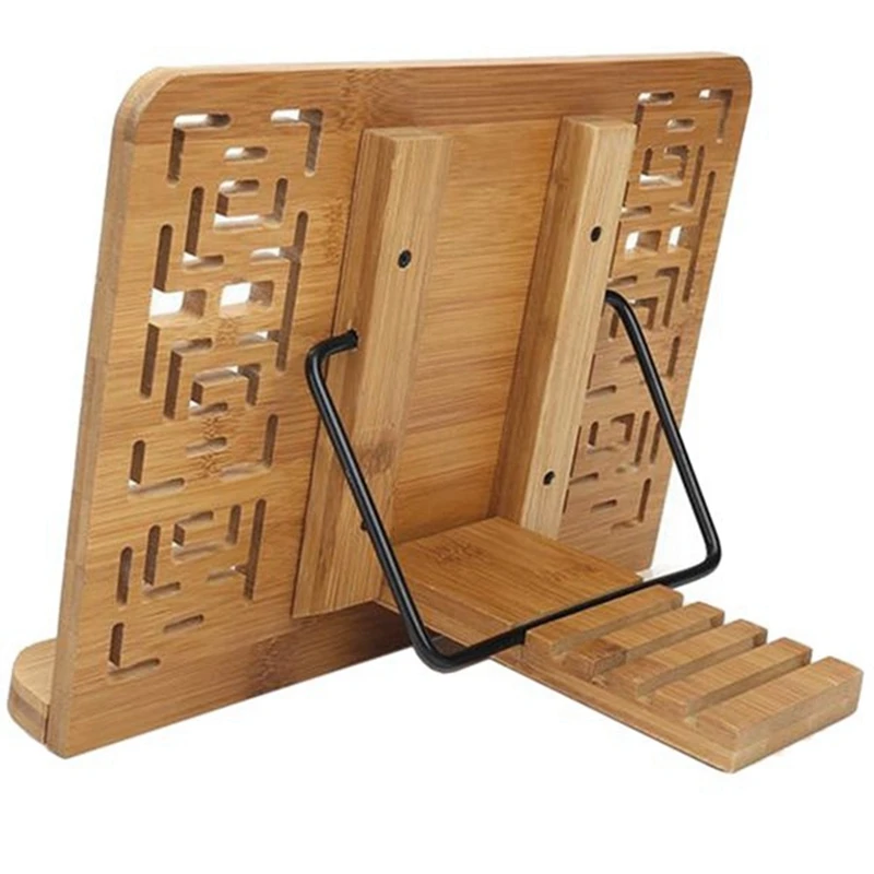 Foldable Tablet Textbook/Music File Holder/Retro Hollow Elegant Pattern Desk Bookcase