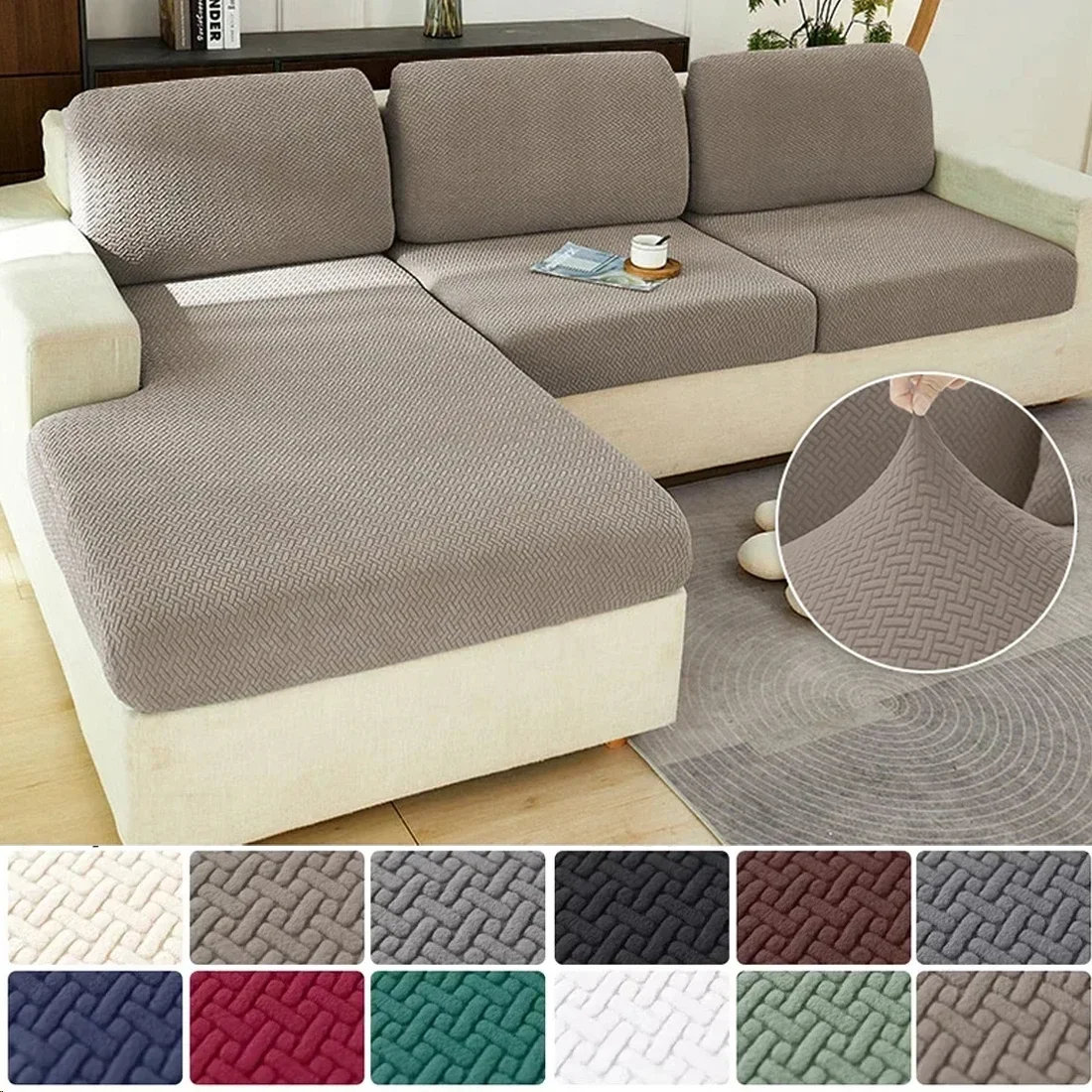 Capa de almofada de assento de sofá jacquard grosso protetor de móveis capas de sofá estiramento para sala de estar capa de assento removível crianças animais de estimação