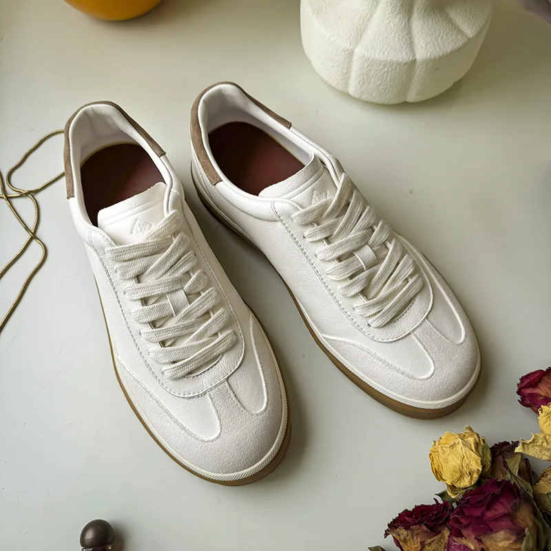 

Новые весенние белые кроссовки Sle LP из натуральной кожи на плоской подошве в стиле ретро, повседневные удобные универсальные туфли на плоской подошве Dequn oes ex