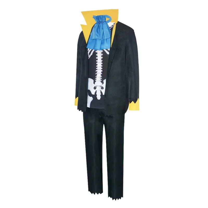 

aa26Anime Pirate Cosplay Costume Tops Coat Pants Bowtie Full Set Soul King Burukku Role Play Suit Halloween Party