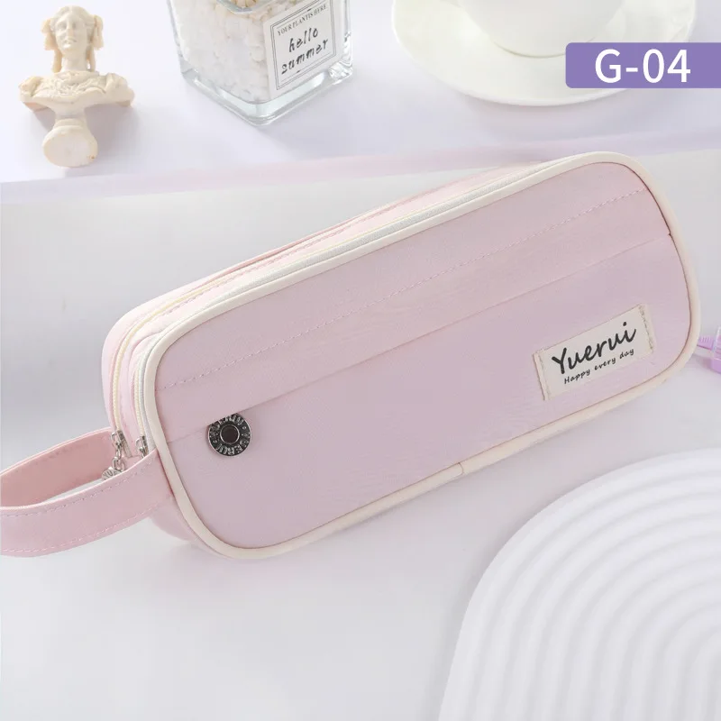 1 Piece Creative 3 Layer Pencil Case for Student Simplicity Korean Fashion Solid Color Pencil Bag High Capacity Stationery Bag