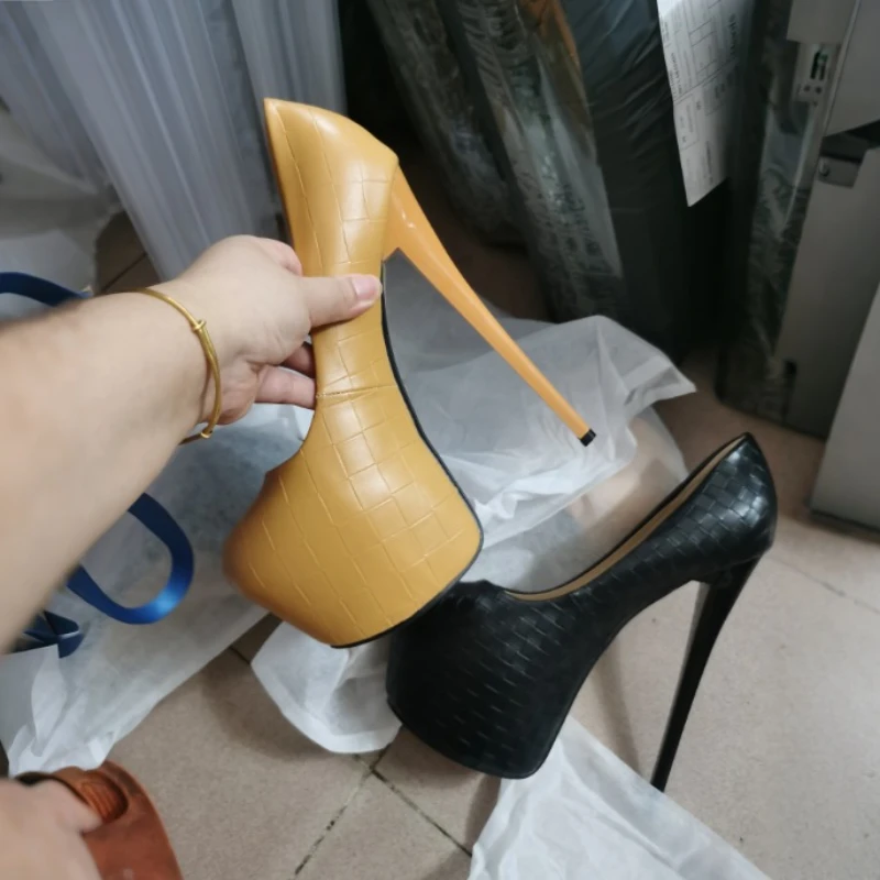 

SDTRFT 2026 Туфли для вечеринок Женские туфли на платформе 20 см на тонком высоком каблуке Сексуальные клубные туфли-лодочки с круглым носком Женские свадебные туфли на шпильке размера плюс