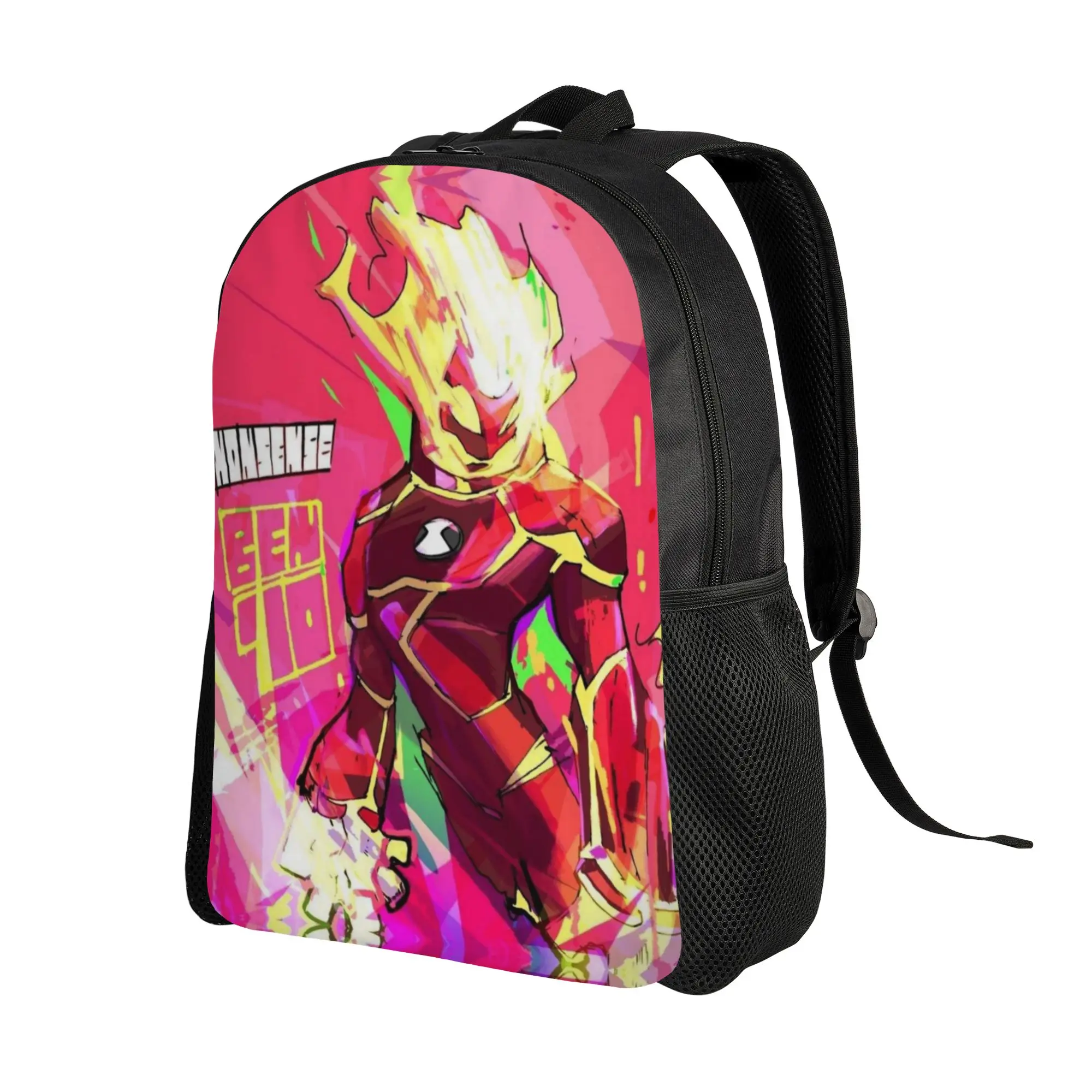 Back to school season Fashionable Flaming Fire Humanoid Alien Pop Art Daypack  Unisex Backpack