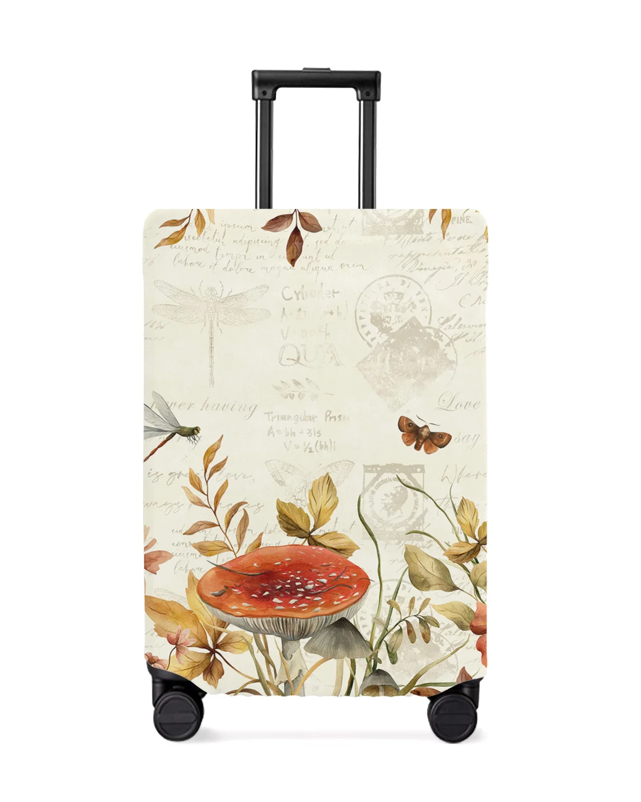 

Fall Mushroom Flower Butterfly Dragonfly Luggage Cover Stretch Baggage Protector Dust Cover for 18-32 Inch Travel Suitcase Case