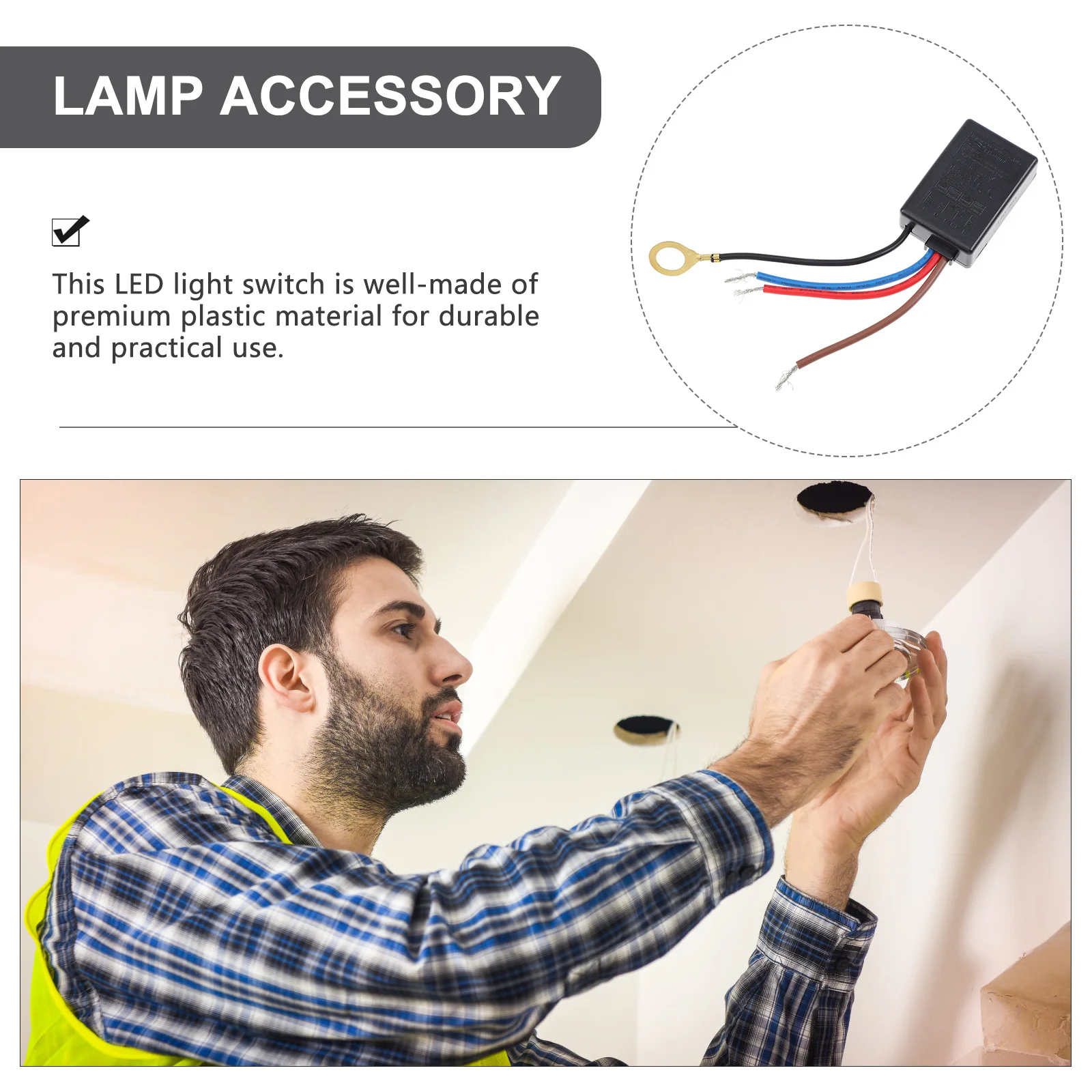 

1pc Touch Switch For Table Lamp Led Light Dimmer Black Plastic Touch Sensor Home Use Lamp Dimming Tool Accessory