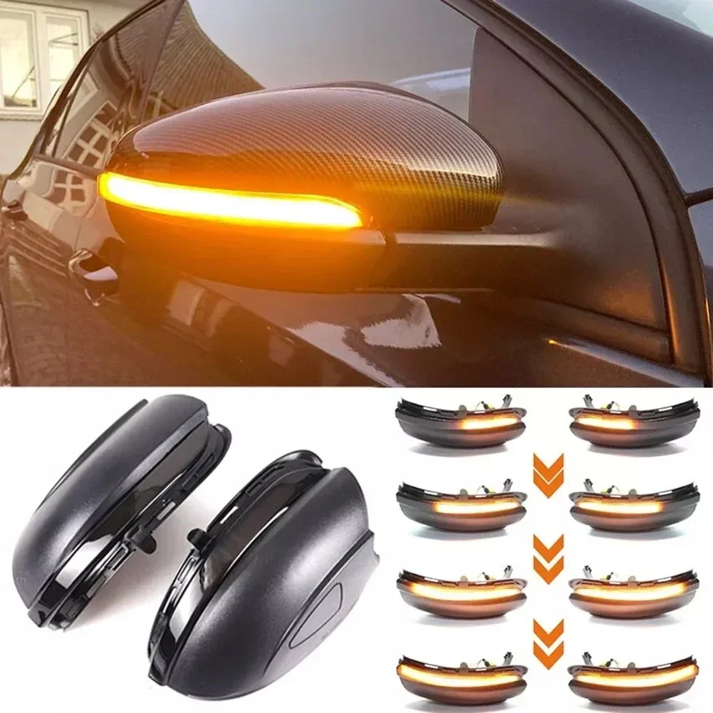 

For Golf MK6 2008-14 2pcs Side Mirror LED Turn Signal Light Rearview Mirror Indicator 5K0949102 Rearview Mirror Frame Cover