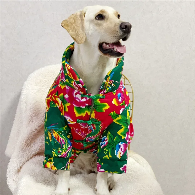 

Chinese New Year Cat Dog Clothes Winter Pet Costume Tang Suit cheongsam Small Big Large Dog Coat Outfit Garment Jacket Apparel