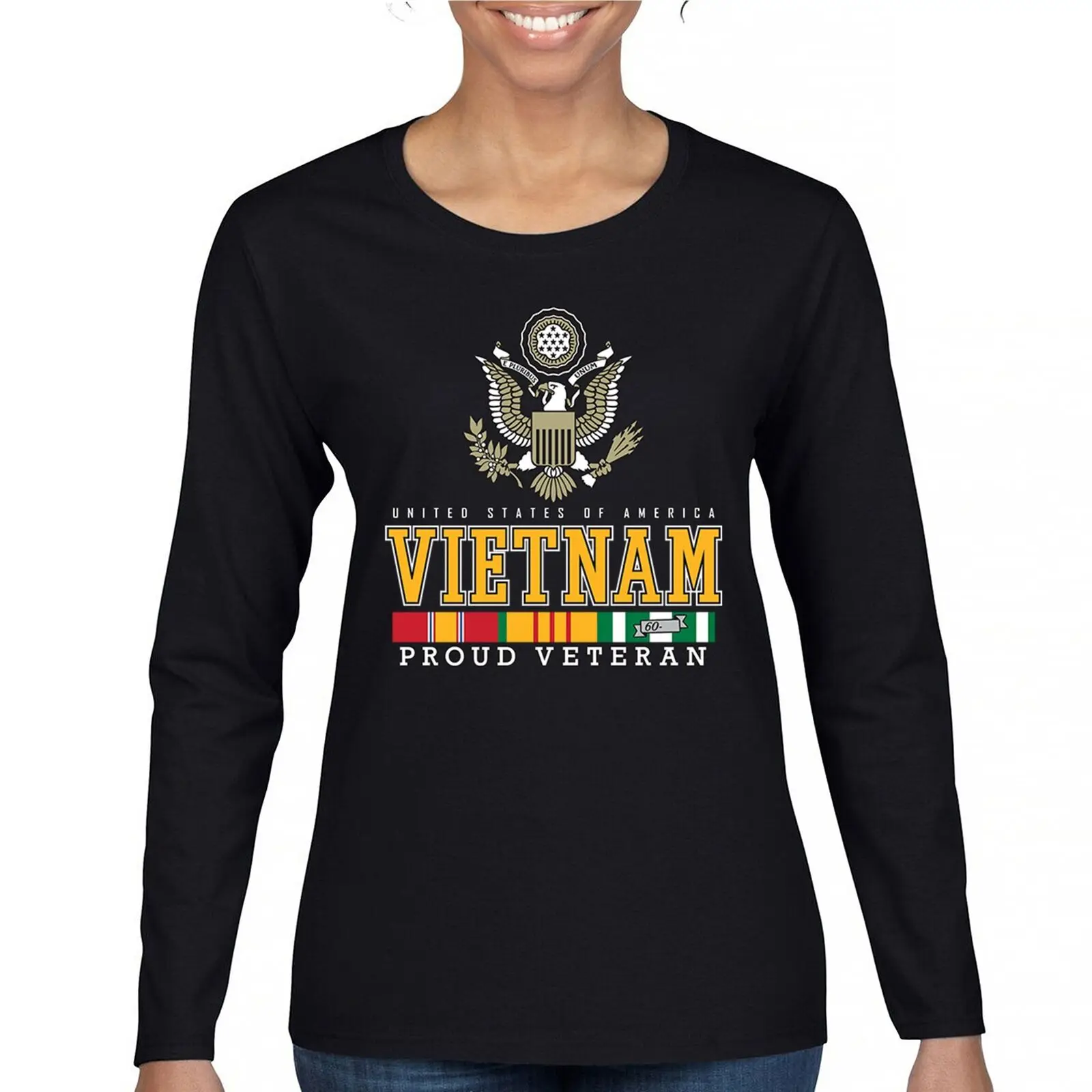 

Vietnam War Proud Veteran Women's Long Sleeve T-shirt American Army Vet DD 214