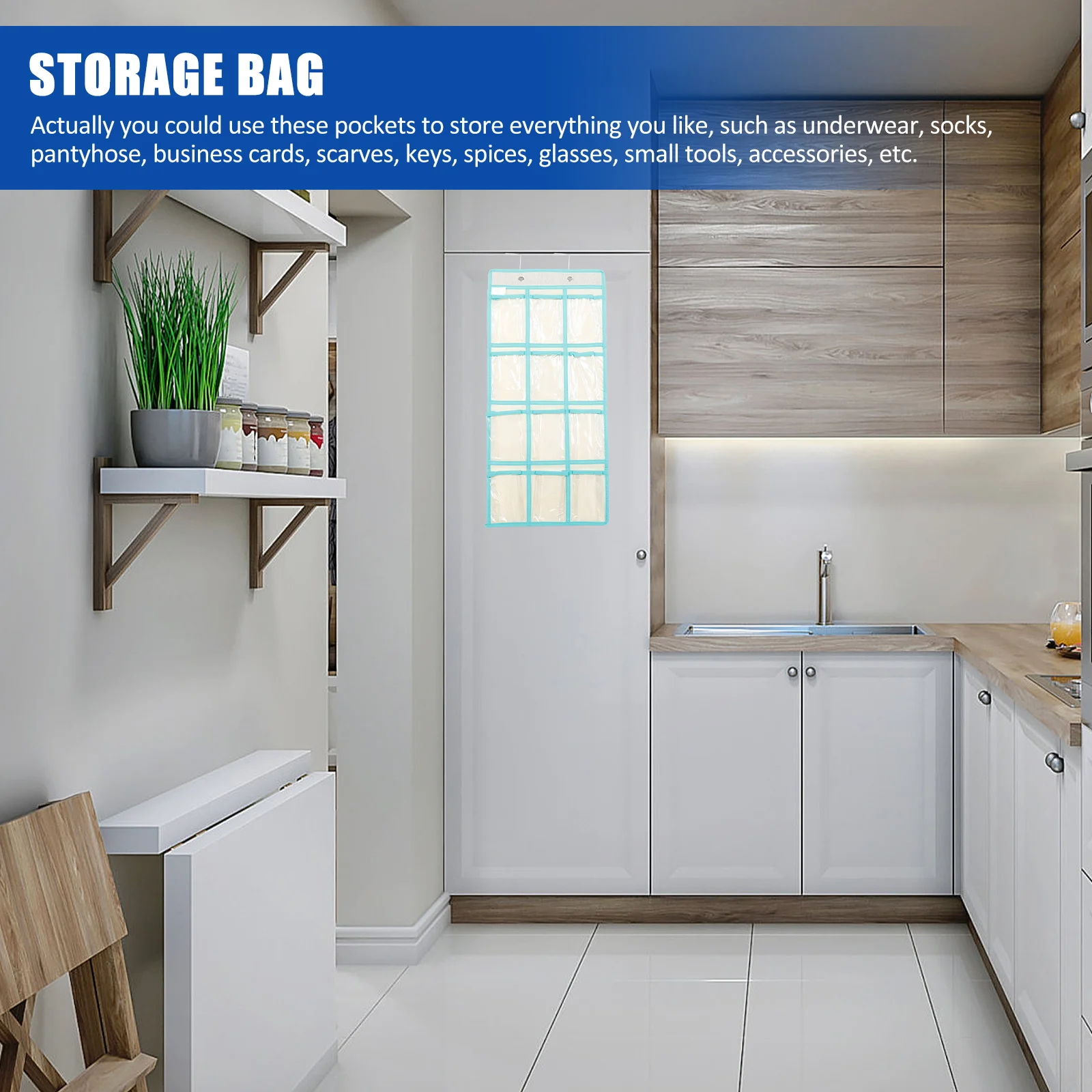 

Home Storage Organizer Bag Clear Pockets For Underwear Socks Jewelry Cell Phones Over The Door Closet Hanging Wall Mounted Pouch